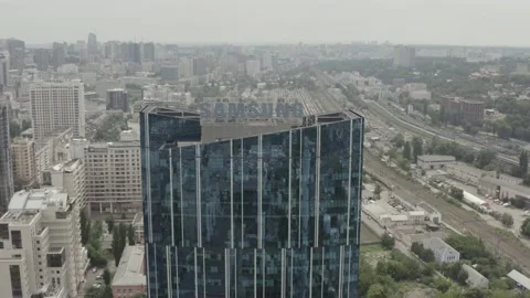 101 Tower is a skyscraper in Kyiv, Ukraine by Mavic 2 Pro Stock Footage