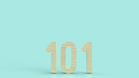 101 wood number 3d rendering on blue background symbol for beginner concept Stock Illustration