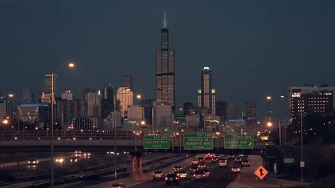10.13.2016 Chicago timelaps at the evening Stock Footage 74069724