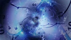 Clocks Spiral Tunnel Animation, Time Concept, Rendering, Background