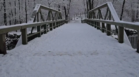 1022 Snow and bridge Stock Footage 34333841