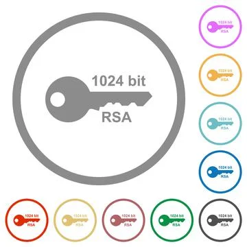 1024 bit rsa encryption flat icons with outlines Stock Illustration