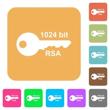 1024 bit rsa encryption rounded square flat icons Stock Illustration