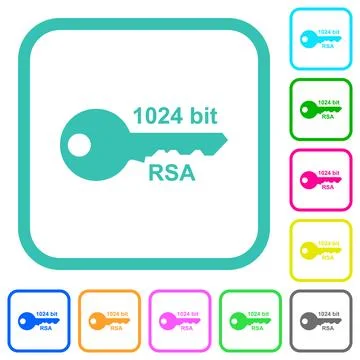 1024 bit rsa encryption vivid colored flat icons Stock Illustration