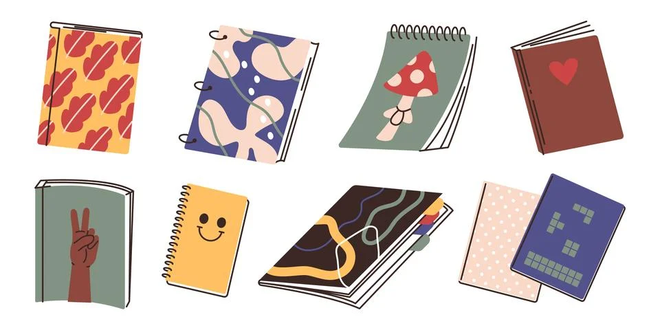 1029.set.1.notebook flat Stock Illustration
