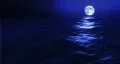 1031 Full blue moon over ocean HD Footage