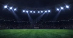 grand football stadium at night with light moving as seamless loop