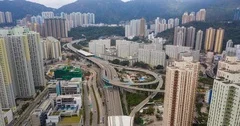 Choi Hung, Hong Kong -17 February 2019: Timelapse of Drone fly over Hong Kong