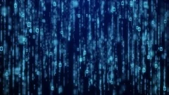 matrix byte of binary data rian code running abstract background in dark blue di