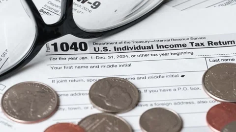 1040 Tax Return IRS Document Closeup Filing Stock Footage 332962755
