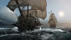 Pirtate Ships in Rough Seas