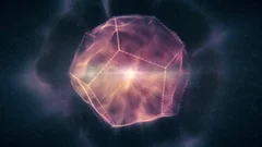 Sacred Geometry - Purple Dodecahedron Containing Liquid Light Rotating in Space