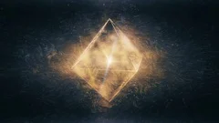 Sacred Geometry - Golden Yellow Octahedron Rotating in Dynamic Whirly Space