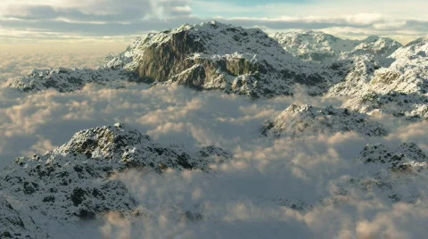 (1054) Snow Mountains Clouds Winter Wilderness Climbing Peaks Vidéo 653417