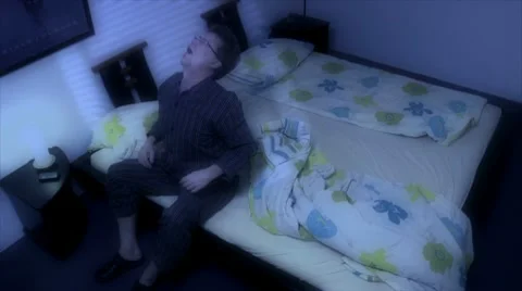10663 man back trouble after wake up Stock Footage 10753316