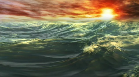 1078 Ocean Waves Whitecaps Sunset HD Stock-Footage 332365
