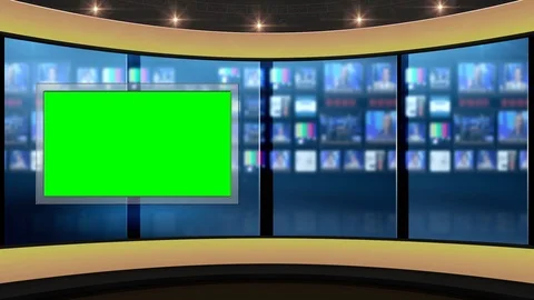 124 HD News TV Virtual Studio Green Scre, Stock Video