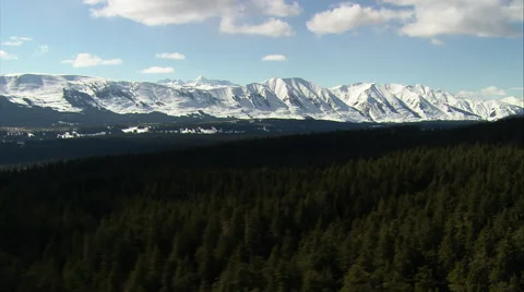 1080HD Cineflex Forest with mountains in background. British Columbia Vídeos de archivo 39990487
