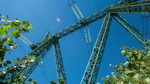 1080i motion the branches on the background of high-voltage lines. Stock Footage 67628319