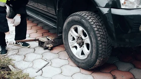 1080i.  Summer tire replacement Stock Footage 73565439