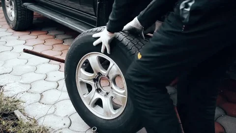 1080i.  Summer tire replacement Stock Footage 73565443