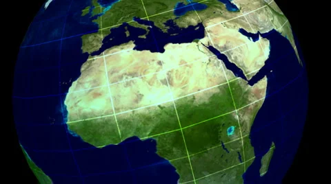 1080P 3d Globe With Wire frame Latitude and Longitude Grid Stock Footage 1183343