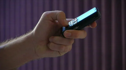 1080p Calling via mobile on red background / writing text message  Stock Footage 542018