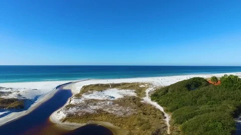 1080P Drone Flying Low Over Dunes Out To Ocean Video stock 109229909