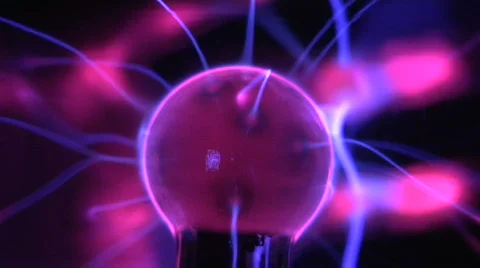 1080P Electric Plasma Techno Lightning Ball WIth Hand Close Up Video stock 672589