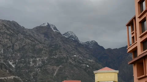 1080p India Vaishno Devi Mountains Scenic Clouds Zoom Out 1080p Stock Footage 46631009