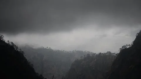 1080p India Vaishno Devi Mountains Scenic Clouds Building Storm 1080p Stock Footage 46631055