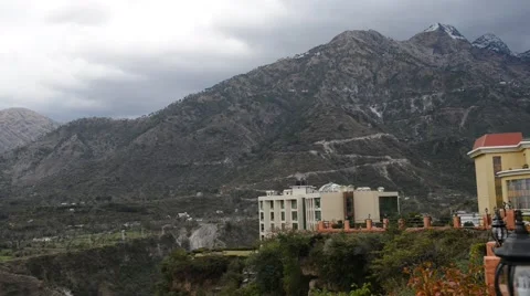 1080p India Vaishno Devi Mountains Scenic Clouds Snow Slow Pan Stock Footage 46631058