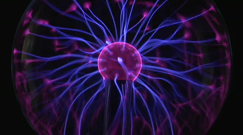 1080P Loop - Plasma Techno Electric Energy Tesla Lightning Ball Video stock 670736