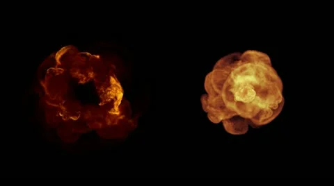 1080p set of two slow motion fireballs with alpha channel Stock Footage 11696374