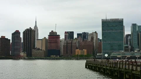 1080p, static day-night timelapse of United Nations, NYC, USA, June 23rd, 2017 Stock Footage 266699805