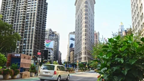1080p, static day timelapse of Flat Iron, NYC, USA, Aug. 30th, 2014 Видео 266699802