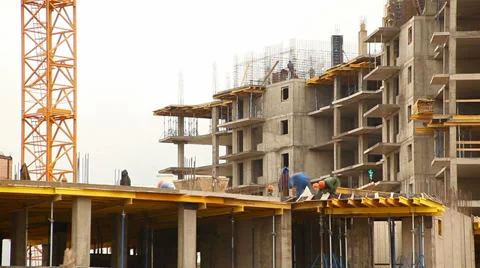 1080p time-lapse, the construction of a multistory apartment building Stock Footage 30157793