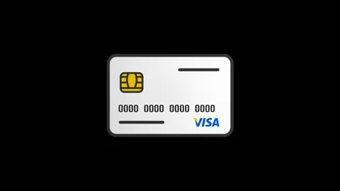 1080P Visa credit card icon spinning Stock Video Pond5