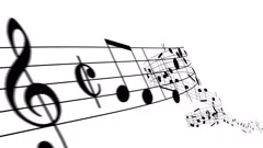 Beautiful Music Notes Flowing on White Background Like a Melody Seamless.