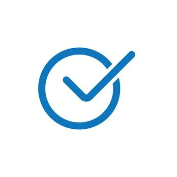 10eps vector illustration of a blue line art checkmark icon, or symbol Stock Illustration