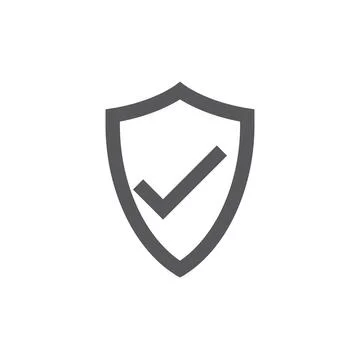 10eps vector illustration of a grey line art shield with a checkmark icon Illustrazione stock