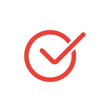 10eps vector illustration of a red line art checkmark icon, or symbol Stock Illustration