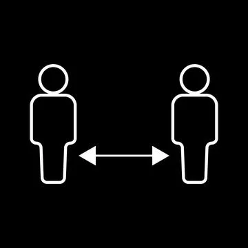 10eps vector illustration of a white line art keep social distancing icon Stock Illustration