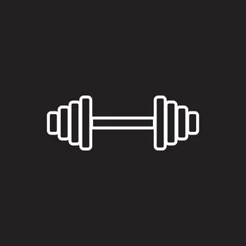 10eps vector illustration of a white line art gym dumbbell or weightlifting icon Stock Illustration