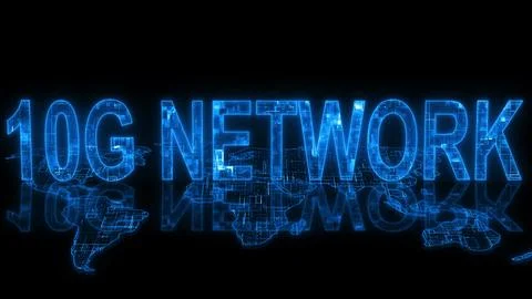 10G network text technology earth map glow Stock Illustration
