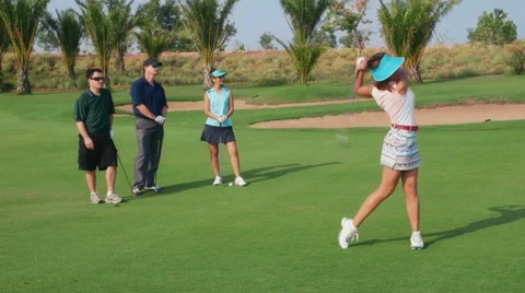 10of30 Portrait of happy people playing in golf club, sport Stock Footage 37106341