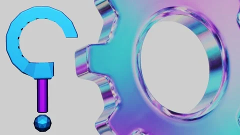 10s HD clean looking slick mechanical gear question mark Stock Footage 317490871