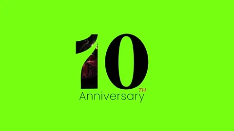 10th Anniversary Celebration animation Typography with Number Ten on Green B Stock Footage 321996777