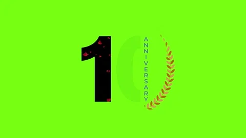 10th Anniversary Celebration Vector animation Badge with Target Icon and Lau Stock Footage 321996765