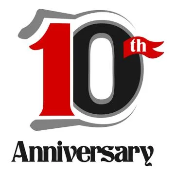 10th Anniversary Celebration Vector Logo Design Stock Illustration
